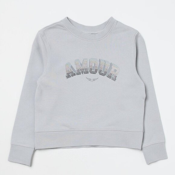 Zadig & Voltaire Light Blueish-Grey Amour Sweatshirt EmbellishedBling Rhinestone - Picture 1 of 8